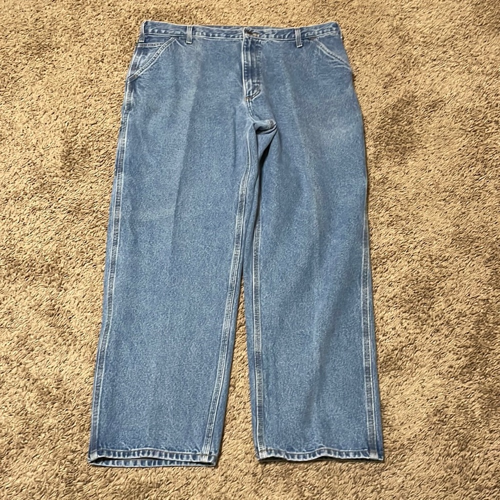 Carhartt Carpenter Jeans Men’s 42x32 Denim Blue Jeans Outdoor Casual Workwear